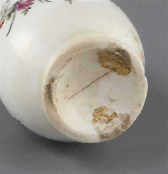 A rare Derby oil bottle, c.1760 h. 15.5cm, some faults, cf. D.G. Rice fig.130.